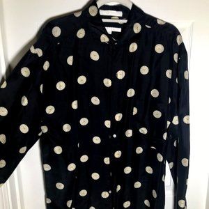 Vintage Perry Ellis Clock Blouse- 100% Silk